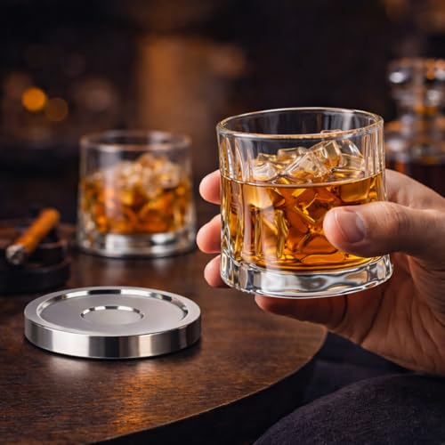 Kit 2 Copos Whisky com Base Sofisticada 170ml Cristal Transparente Premium Vidro Reforçado Drinks Luxo