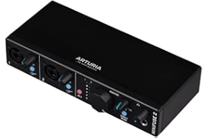 Arturia - MiniFuse 2 - Compact USB Audio & MIDI Interface with Creative Software for Recording, Production, Podcasting, Guitar - Black