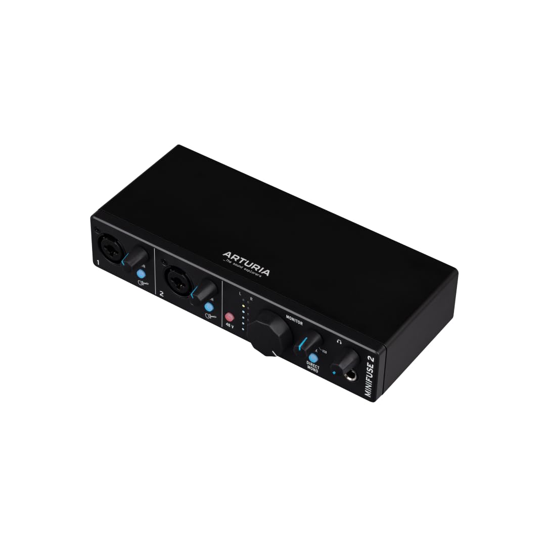 Arturia - MiniFuse 2 - Compact USB Audio & MIDI Interface with Creative Software for Recording, Production, Podcasting, Guitar - Black Image