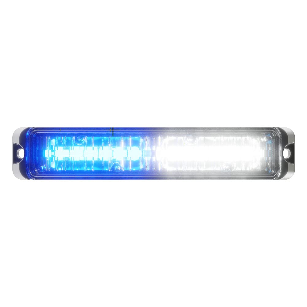 Abrams MFG SAE Class-1 Flex 36W - 12 LED Volunteer Firefighter POV Vehicle Truck LED Grille Light Head Surface Mount Strobe Warning Light, Blue/White, 0.11 kg
