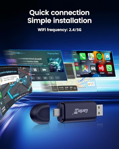 Carlinkit MINI SE PRO Wireless Adapter for OEM Wired CarPlay & OEM Wired Android Auto, Compatible with iOS 10 & Android 10 and Above, Fast Connection, No Latency - Deep Blue