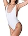Women's Sexy High Cut Backless Bodysuit Binkini Sets One Piece String Beachwear White