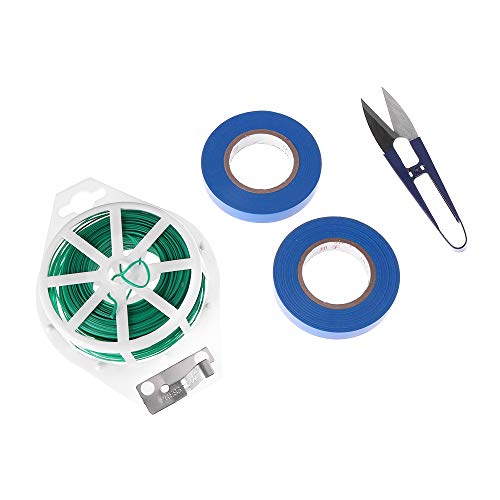 VISEMAN 164 Feet (50m) Garden Plant Twist Tie/PVC Coated Ties with Cutter and Durable Stretch Tie Tape Kit Set for Gardening, Home, Office