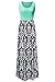 Zattcas Womens Summer Contrast Sleeveless Tank Top Floral Print Maxi Dress Mint Black Small