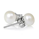 925 Sterling Silver Freshwater Cultured Button Pearl Stud Earrings