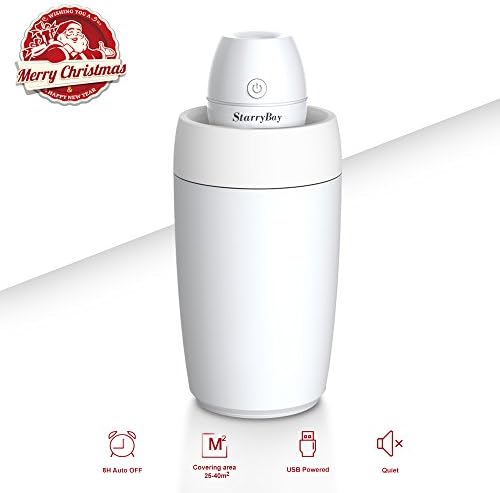 StarryBay Portable Mini Clean Cool Mist Humidifier/UltraQuiet Desk Personal Air Humidifier with LED/ Perfect for Travel, Home, Office,Bedroom or Car/Silent humidifiers for Allergy Baby (White)