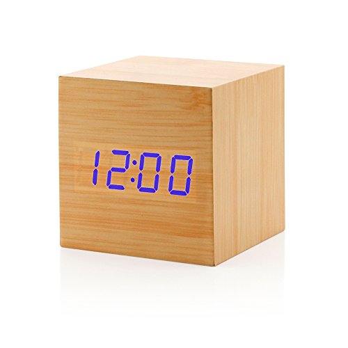 GEARONIC-TM-Wooden-Alarm-Clock-Wood-LED-Square-Cube-Digital-Thermometer-Timer-Calendar-Brighter-LED-Bamboo