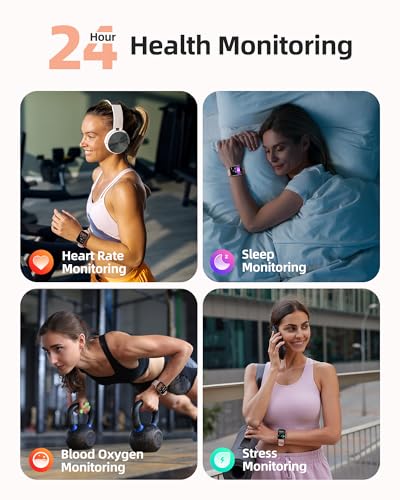 Parsonver Smart Watch for Women, 5ATM Waterproof for Swimming, Fitness Activity Tracker 100+ Sport Modes, Heart Rate/Sleep/SpO2/Steps Monitor, 1.8" HD Screen Smartwatch for Android & iOS, Rose Gold
