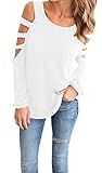 Imily Bela Women's Cut Out Long Sleeve Cold Shoulder Loose Fit T Shirt Tops Sweatshirt
