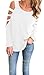 Imily Bela Women's Cut Out Long Sleeve Cold Shoulder Loose Fit T Shirt Tops Sweatshirt