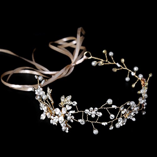 YDZN BridalÂ RhinestoneÂ Tiara,HandmadeÂ Women GirlsÂ Hair HeadÂ Piece Pageant Crown ForÂ WeddingÂ Party Photography (Gold)