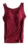 Foxexy Womens Modal Built-in Bra Padded Active Strap Camisole Yoga Tanks Tops