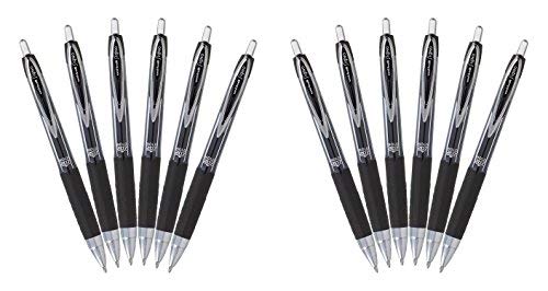 Uni-Ball Signo 207 Retractable Gel Ink Rollerball Pens, Bold Point 1.0mm, Pack of 12 (Black)