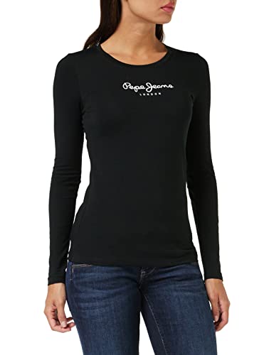 New Virginia T-shirt pour Femme Slim Fit Manches Longues Noir