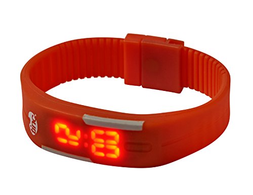 Tinc Silicone Kids LED Glow Watch, Timer, Magnetic Clasp, Adjustable Wrist Strap - Orange