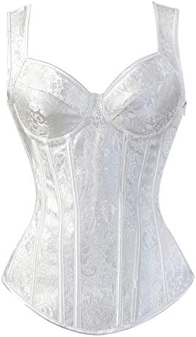 Women Jacquard Shoulder Straps Overbust Busiter Corset