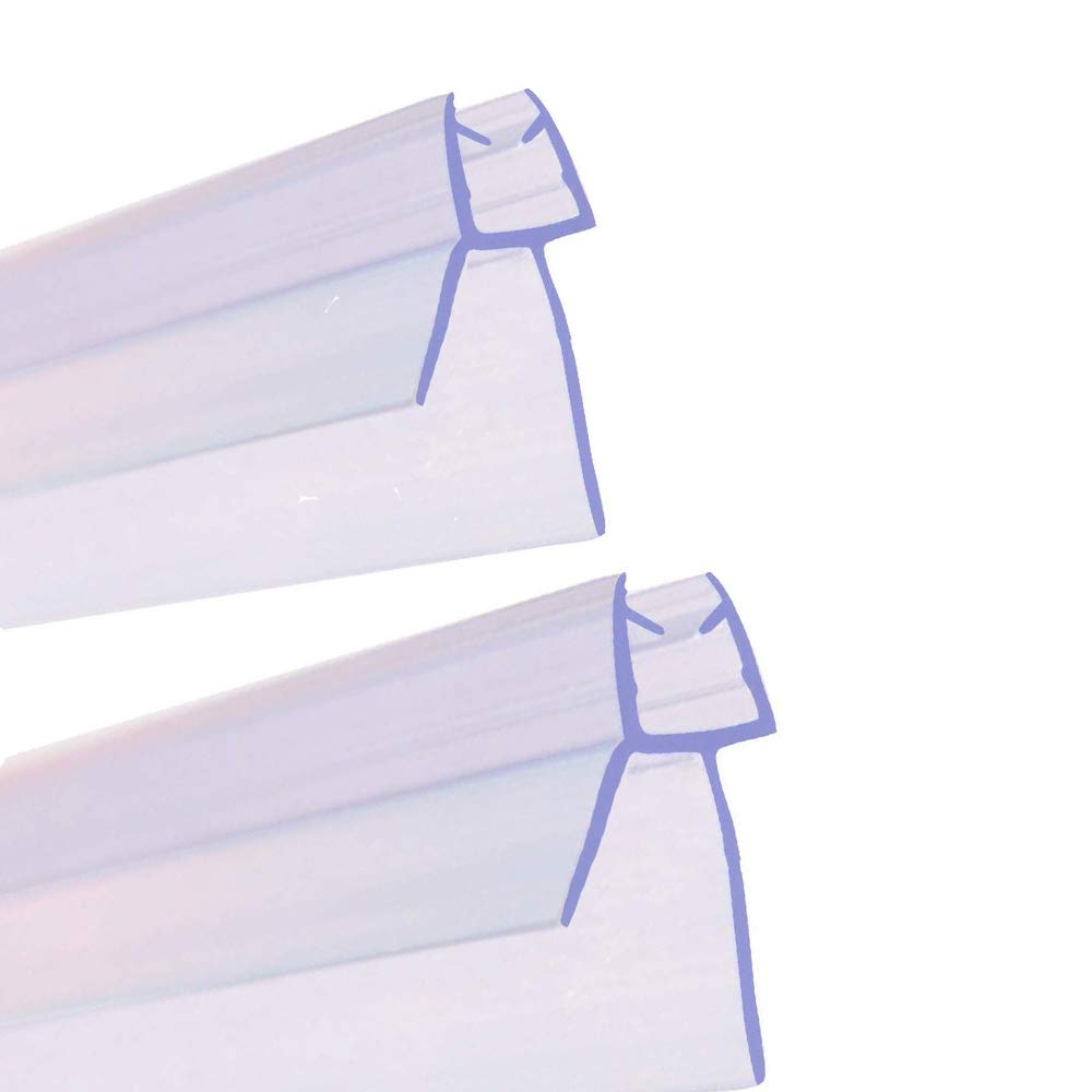 SACHUKOT Shower Screen Seal Strips, 2 Piece 900mm Plastic Shower Screen Seal for 6-8mm Straight/Curved Glass Screens, Bath Shower Screen Floor Seal Glass with a Gap of up to 20mm