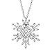 Finecraft Snowflake Pendant Necklace with White Cubic Zirconia in Sterling Silver, 18
