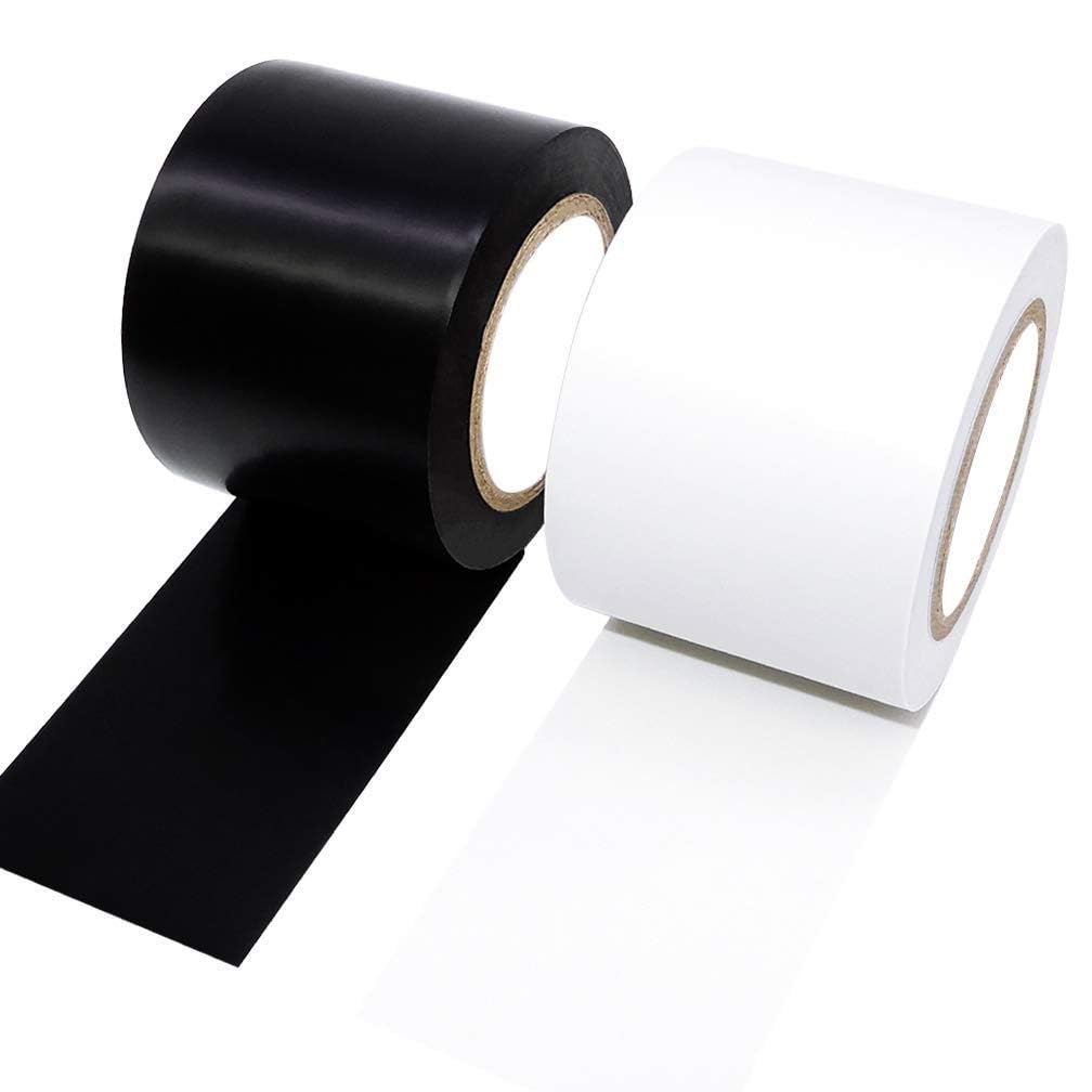 ALBOYI 2 Rolls Electrical Insulation Tape, 50mm x 15m PVC Flame Retardant Waterproof Insulating Tape for Wiring, Cable Protection and Electrical Repairs (Black & White)
