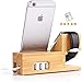 Compatible with Apple Watch Stand USB Charging Stand -Hunter-k Phone Stand with 3 USB Charging Port Bamboo Wood Charging Dock Station for Apple Watch SE/6 5/4/3/2/1 iPhone 12/11 Pro Max/X/XS/XR/Xs