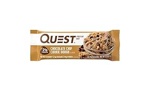 Quest Nutrition Protein Bar, Chocolate Chip Cookie Dough, High Protein Bars, Low Carb Bars, Gluten Free, Soy Free, 2.1 oz Bar, 12 Count, Packaging May Vary