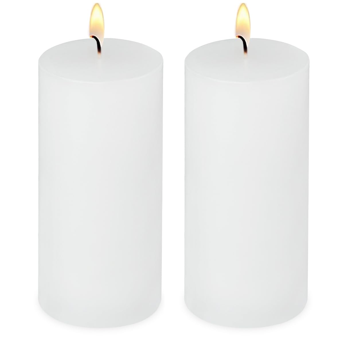 Photo 1 of 2 Pack 3x6 Inch White Unscented Pillar Candles - 70 Hour Long Burning Dripless Smokeless Candles for Home Decor Weddings Festivals Spa Meditation
