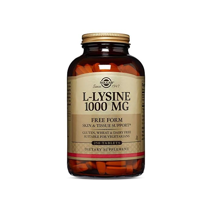 Solgar L-Lysine 1000 mg, 250 Tablets - Enhanced Absorption and Assimilation - Promotes Integrity of Skin and Lips…