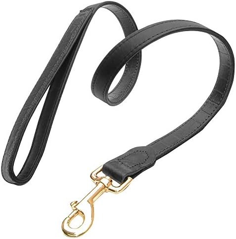 Vital Pet Products Yacare Leather Dog Leash (0.59in x 39in) (Black)