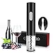 QcoQce Cordless Automatic Wine Opener - Electric Wireless Bottle Opener - Battery-Operated Corkscrew - With Foil Cutter / Stand and Batteries Included