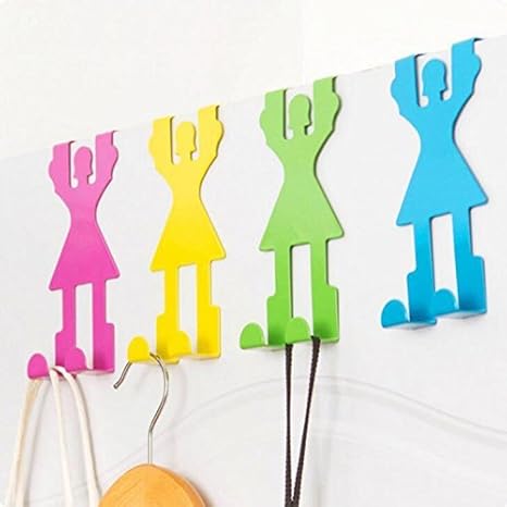Amazon かわいいフック 吊り下げ用 壁掛けフック テープいらない 戸厚 4cmまで対応 4色セット フック オンライン通販