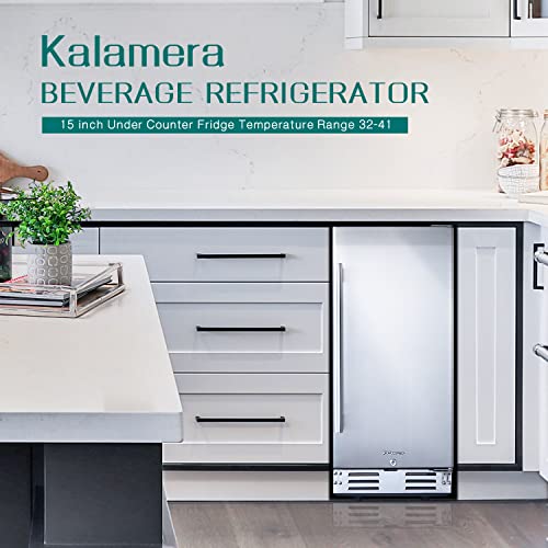 Kalamera Beverage Refrigerator, 15 inch Under Counter Beer Fridge for