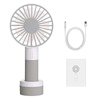 Braceus Mini Handheld Rechargeable USB 3 Speed Outdoor Table Fans with LED Light Base Gray