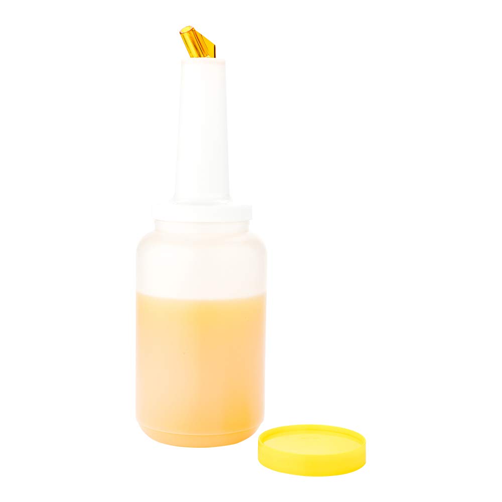 2.5 qt Plastic Quick Pour Storage Container Bottle – with Yellow Spout and Lid – Bar Storage Bottle – 5″ x 5″ x 15″ – 1ct Box – Bar Lux – Restaurantware