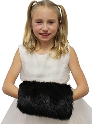 Black Faux Fur Hand Muffs for Children - Set of 2