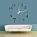 chinatera Modern Mute DIY Large Wall Clock 3D Sticker Home Office Decor Black Gift