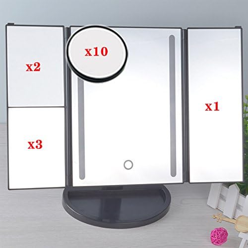 WishStern Table Mini 2X/3X/10X Magnifying Electric Usb Charging Makeup Mirror With Led Light Folding Smart Dimmable Stand Touch Led Lighted Makeup Mirror (White)