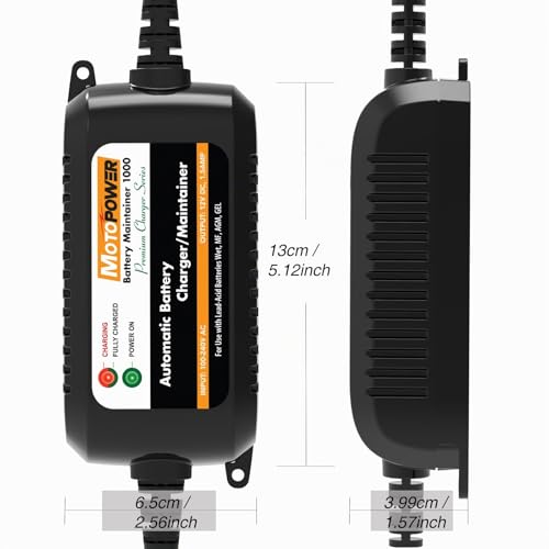 MOTOPOWER MP00206A 12V 1.5Amp Fully Automatic Battery Charger/Maintainer for Car, Motorcycle, ATV, Motorhome, Powersports, Boats and More Smart, Compact and Eco-Friendly