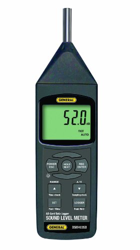 General Tools DSM403SD Sound Level Meter with Data Logging SD Card, Class 1 Sound