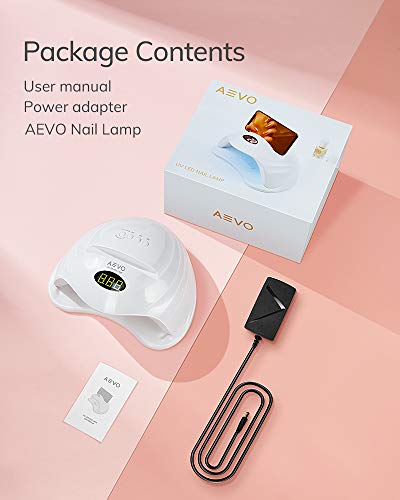 AEVO UV LED Nail Lamp, 48W Dual LED UV Lights for Curing Nail Polish Fast, Nail Dryer Light [Fast Drying] [Automatic Sensor & Digital Display] [5 Modes] [Professional Salon at Home]