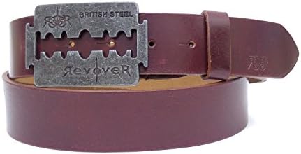 Brown Razor blade Adjustable Genuine Leather Unisex Belt 112 cm (44.09") BLT846
