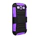 Cellularvilla For Samsung Galaxy Grand GT-I9080 GT-I9082 Duos Purple Black Hard Soft Dual Layer Holster Case KickStand with Locking Belt Swivel Clip Cover Protector (Purple Black)