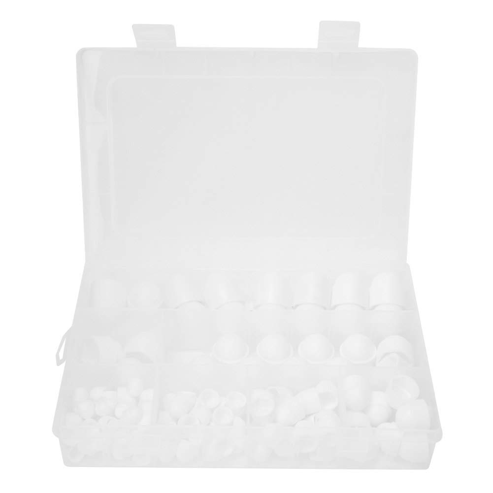 Rubber Dome Nut Covers Kit, M4 M5 M6 M8 M10 M12 Hex Nut Caps Screw Fasteners, 145pcs Rubber Screw Caps with Storage Box White