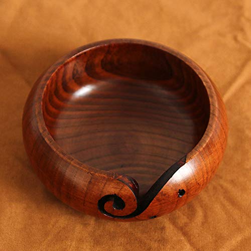Yamalans Handmade Wooden Yarn Bowl, Home Knitting Needlework Storage Crochet Organizer Yarn Holder for Knitting & Crocheting 7.87 x 2.76 inch