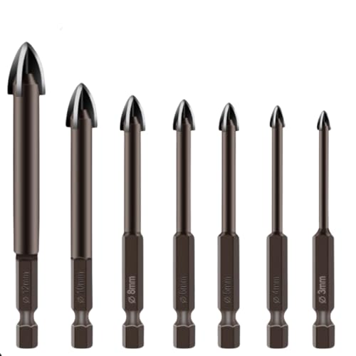 Conjunto de 7 Brocas de Titânio Multifuncionais, Liga Dura Universal para Porcelanato, Metal, Madeira e Plástico, Tamanhos 3-12mm