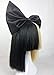 Diy-Wig Fashion Bowknot Half Black Blonde 2 Tone Shoulder Length Cosplay Costume Wig