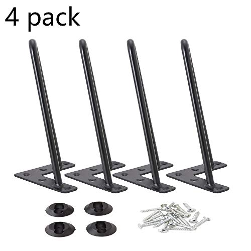 Osring 8 Inch Hairpin Legs Solid 2-Rod Furniture Feet, Mid-Century Metal Coffee Table Legs with Protector Pads, 4 Pack