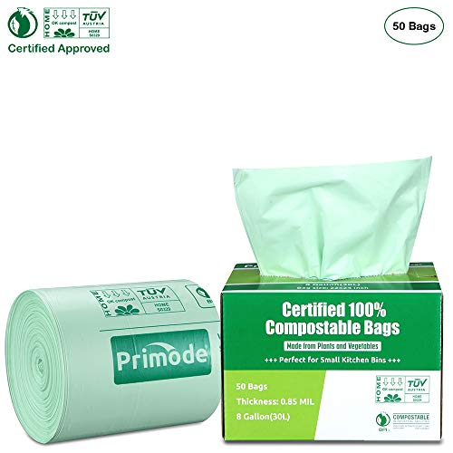 Primode 100 Compostable Bags, 8 Gallon (30L) Food Scraps Yard Waste