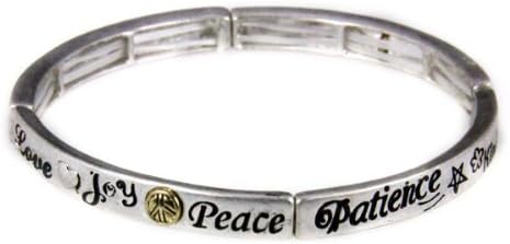Christian Bracelets4030622 Christian Fruits of The Spirit Stretch Bracelet Bible Religious Love Joy Peace Galatians 5:22-23