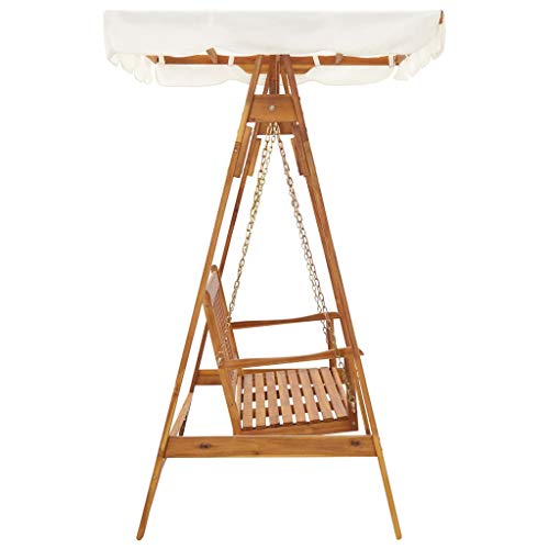 Irfora Hollywoodschaukel Holz-Schaukelbank mit Sonnendach Gartenschaukel Schaukelbank 167 x 120 x 192 cm Massivholz… – Bild 5