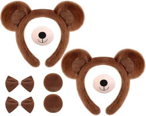 Accesorios De Disfraz De Oso Peludo – Diadema De Orejas Y Cola De Oso, Suaves Y Cómodos, Ideales Para Halloween, Carnaval, Cosplay Y Fiestas Infantiles